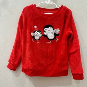 Sweet Butterfly Christmas Penguins Sequins Fuzzy Sweatshirt